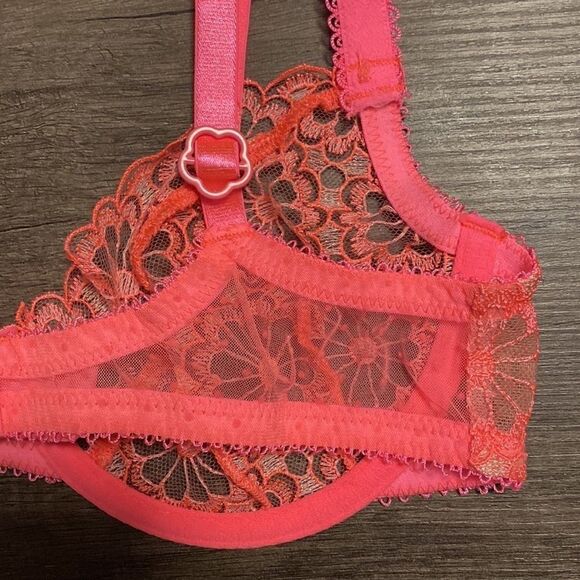 Victoria’s Secret VS For Love and Lemons Daisy Bra Hot Neon Pink ~ size S Small - Picture 5 of 12